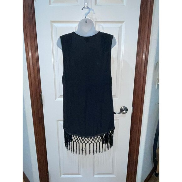 NWT Ariat Womens Sleeveless Embroidered Fringe Vest L/G Black Rayon Bohemian Sty - Picture 3 of 7